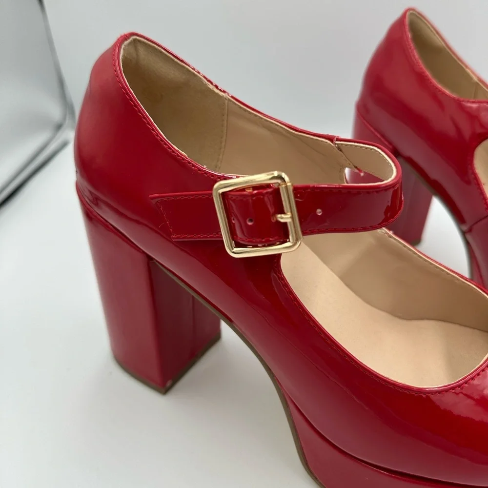 Fireside Red Patent Mary Jane Platform Heels – Size 8.5